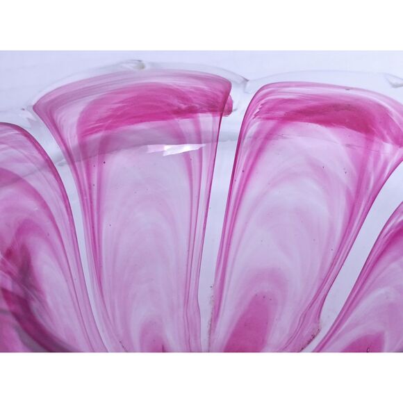 Murano Lavorazione Vintage Art Glass Pink Tulip Petal Vase / Candle Holder - Picture 8 of 10
